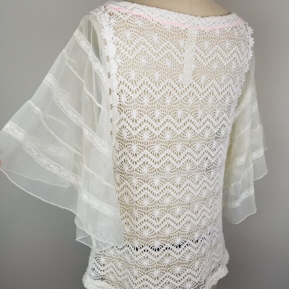New Romantics Sweet Boho Style Lace Blouse w/Dramatic Sleeves Size Medium - Picture 4 of 8